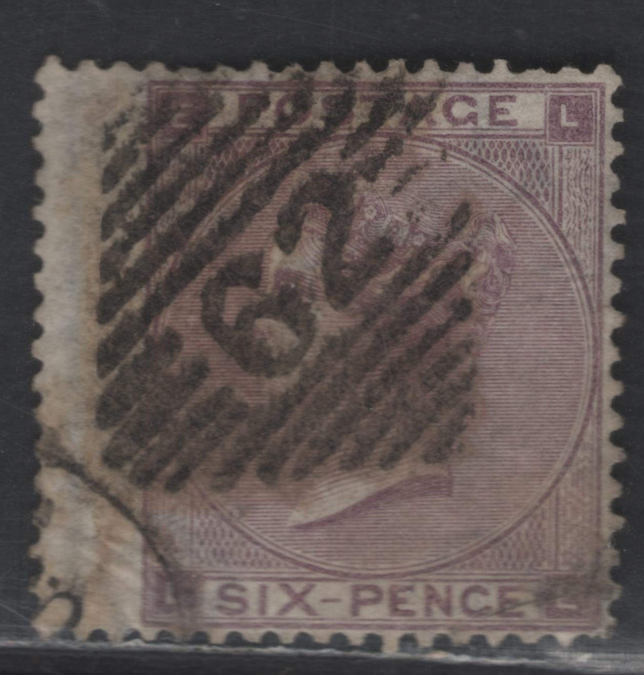 Lot 122 Great Britain SG#85wi 6d Lilac Queen Victoria, 1862-1864 Surface Printed Issue, A Very Good Used Single, Inverted Emblems Wmk, Small Uncolored Corner Letters