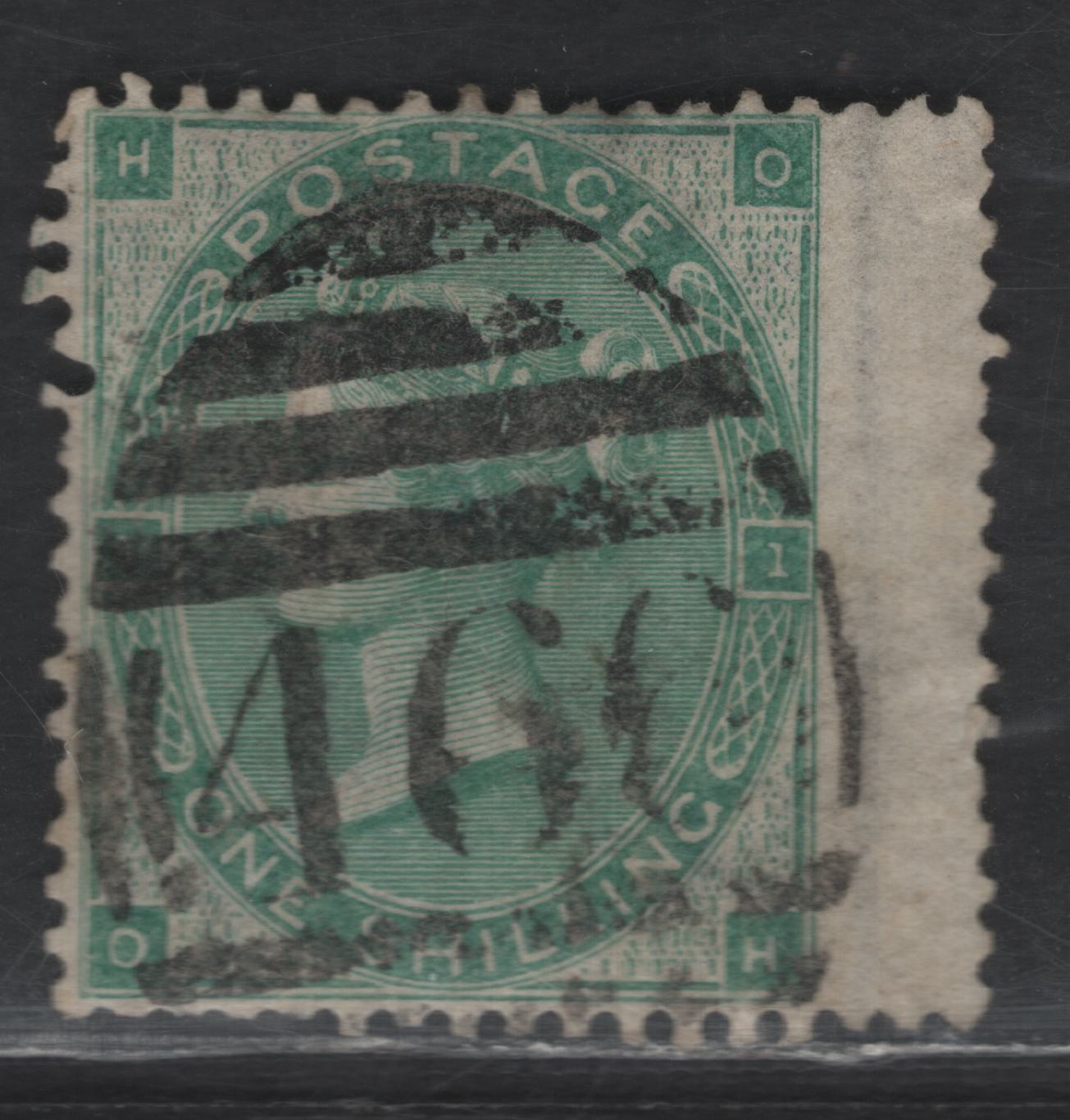Lot 123 (C) Great Britain SG#90 1/- Green Queen Victoria, 1862-1864 Surface Printed Issue, A Very Good Used Single, Emblems Wmk, Plate 1, Small Uncolored Corner Letters