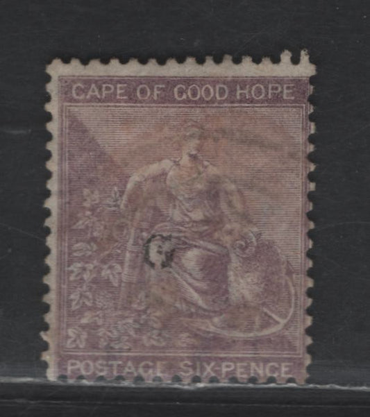 Lot 130 Griqualand West SG#22 6d Deep Lilac Seated Hope, 1878 Overprinted Seated Hope Issue, A Fine Used Single, Crown CC Wmk, Overprint Type 15, Fine Centering For This Issue