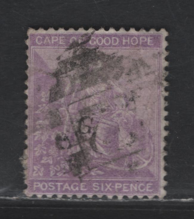 Lot 131 (C) Griqualand West SG#23 6d Deep Lilac Seated Hope, 1878 Overprinted Seated Hope Issue, A Good Used Single, Crown CC Wmk, Overprint Type 2, Small Tear & Crease