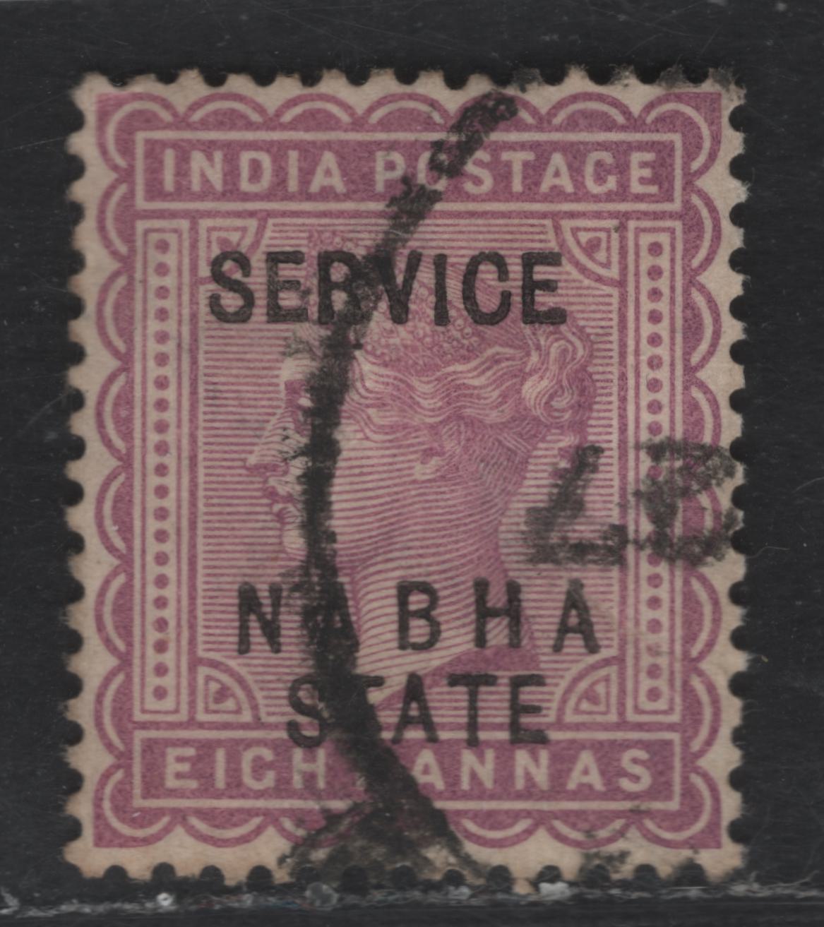 Lot 134 (C) India - Nabha State SG#27 8a Dull Mauve Queen Victoria, 1885-1897 Overprinted Queen Victoria Keyplates Issue, A Very Fine Used Single