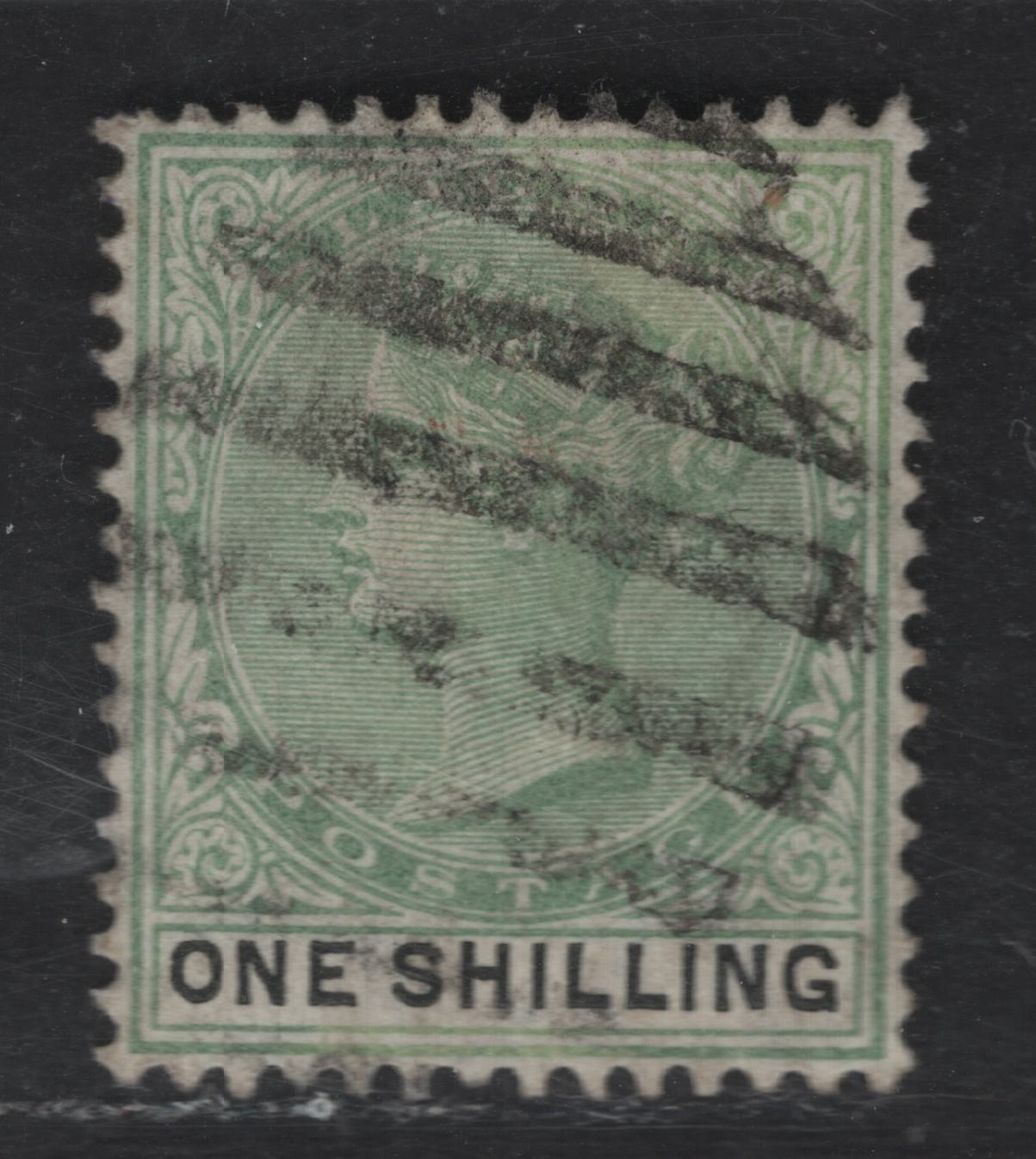 Lot 136 (C) Lagos SG#38a 1/- Blue Green & Black Queen Victoria, 1887-1902 Bicolored Queen Victoria Keyplate Issue, A Very Fine Used Single