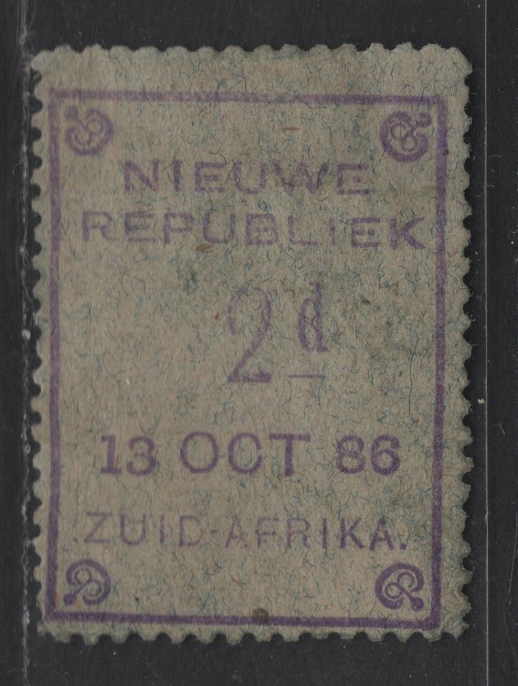 Lot 150 New Republic SG#27 2d Violet Numeral, 1886-1887 Hand Stamped Numeral Issue, A Very Good Unused Single, October 13, 1886 Printing, Without Arms, Blue Granite Paper, Shallow Thin
