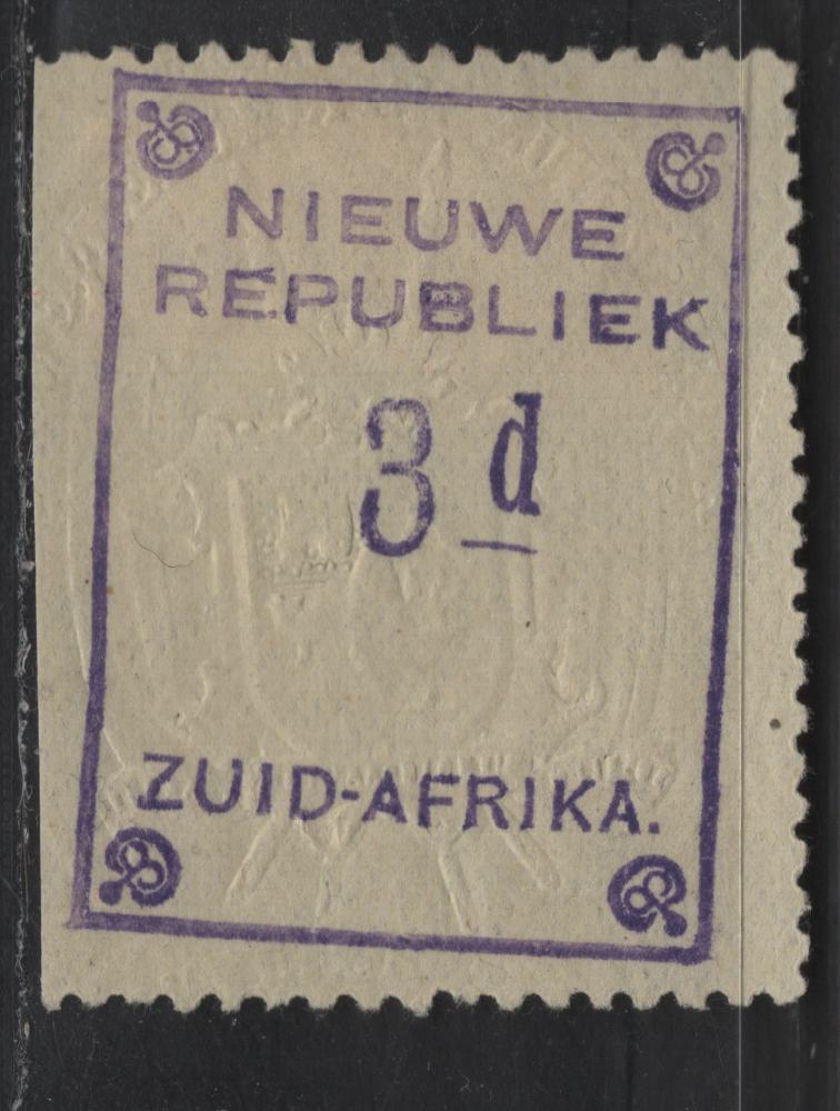 Lot 152 New Republic SG#79 3d Violet Numeral, 1887 Arms Embossed Numeral Issue, A VFOG Single, Yellowish Paper, Embossed Arms, Without Dates