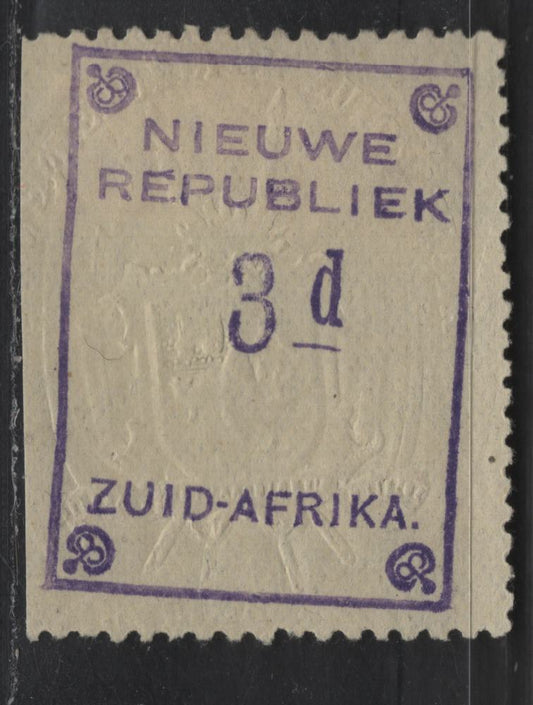 Lot 152 New Republic SG#79 3d Violet Numeral, 1887 Arms Embossed Numeral Issue, A VFOG Single, Yellowish Paper, Embossed Arms, Without Dates