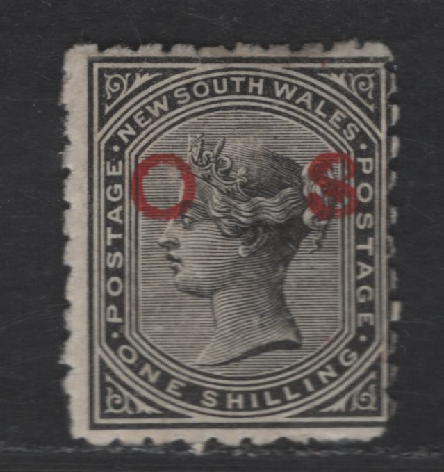 Lot 155 New South Wales SG#O33 1/- Black Queen Victoria, 1882-1885 OS Overprinted Issue, A VGOG Single, Perf 10, Red OS Overprint, Large Crown & NSW Wmk