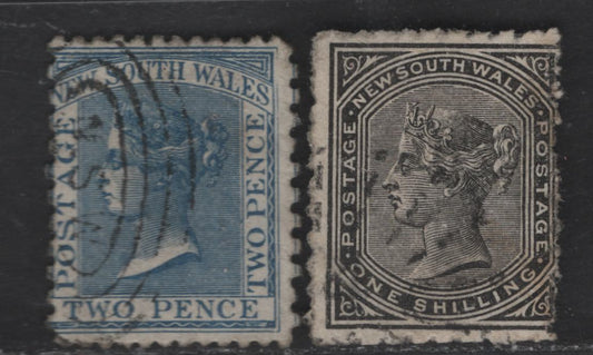 Lot 156 (C) New South Wales SG#224ba, 237 2d - 1/- Blue -Black Queen Victoria, 1882-1897 Queen Victoria Issue, A Fine Used Single, Perf 13x10 & 10, Large Crown & NSW Wmk