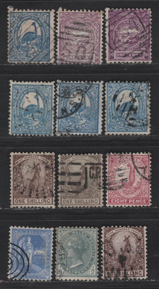 Lot 157 (C) New South Wales SG#253d,d, 254,d, 257b, 258c, 258cc, 271c, 265 1d - 2.5d Lilac & Mauve - Ultramarine View of Sydney - Queen Victoria, 1888-1889 Centenary Issue, 10 Fine/Very Fine Used Singles, Crown Over NSW Wmks, Perfs 11x12 &12