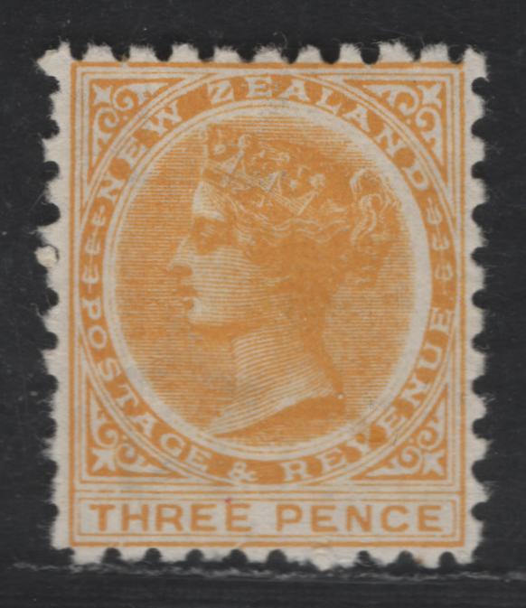 Lot 173 New Zealand SG#221b 3d Lemon Yellow Queen Victoria, 1891-1895 Second Queen Victoria Sideface Issue, A VFOG Single, Perf 10, Wmk 12b, Vertical Mesh Paper