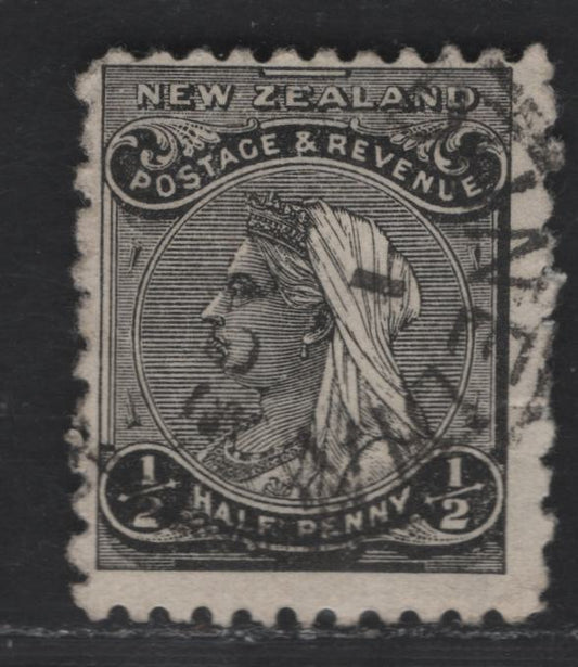Lot 176 New Zealand SG#227b 1/2d Black Queen Victoria, 1891-1895 Second Queen Victoria Sideface Issue, A Fine Used Single, Perf 11x10, Wmk 12b, Vertical Mesh Paper