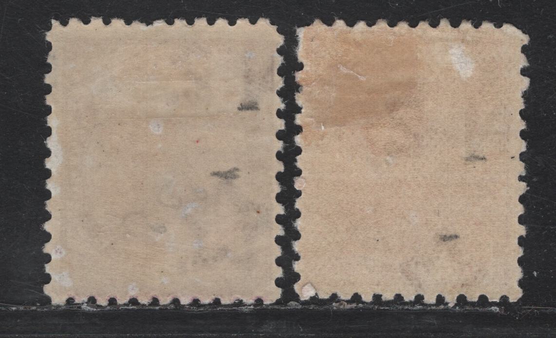 Lot 178 New Zealand SG#237, 258 1d - 2d Carmine - Mauve Queen Victoria, 1895-1897 Second Queen Victoria Sideface Issue, 2 FOG Singles, Perf 11, Die 3, Wmk 12b, Vertical Mesh Paper