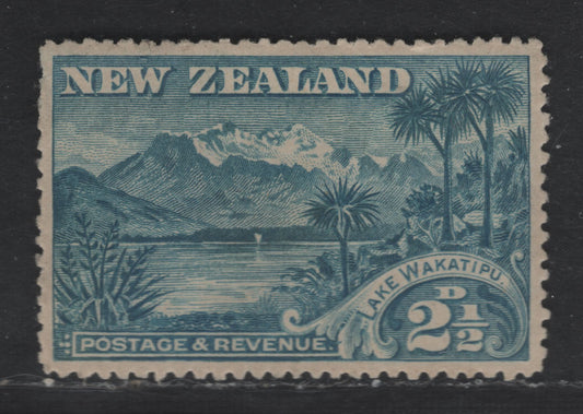Lot 196 New Zealand SG#250 2.5d Blue Lake Wakatipu & Mount Earnslaw, 1898 Pictorial Issue, A VFOG Singles, Inscription Spelled Wakatipu, Unwatermarked, Perf 12-16