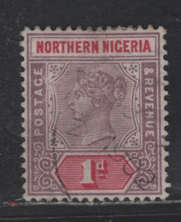 Lot 211 Northern Nigeria SG#2 1d Dull Mauve & Carmine Queen Victoria, 1900 Queen Victoria Keyplate Issue, A Very Fine Used Single, Postally Used Example, Light 1902 CDS Cancel