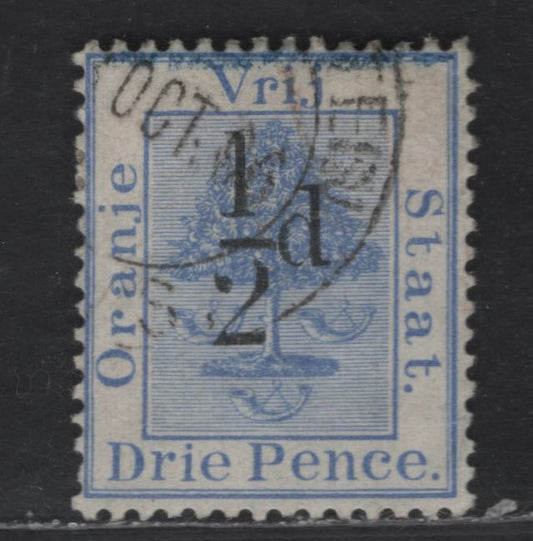 Lot 216 Orange Free State SG#74 1/2d on 3d  Tree, 1896 Surcharged Issue, A Very Fine Used Single