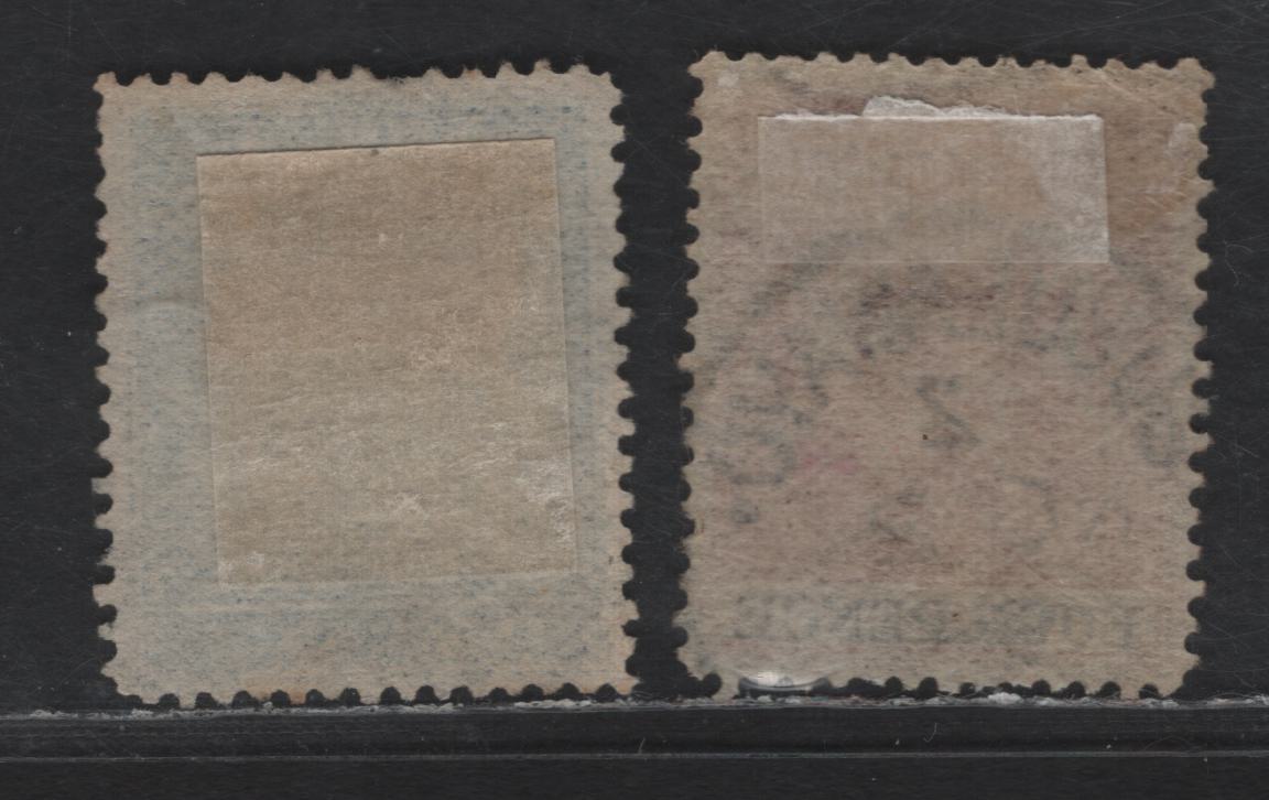 Lot 221 (C) Rhodesia SG#3, 22 4d - 6d Chestnut & Black - Deep Blue Arms, 1892-1894 Coat of Arms Issue, 2 Very Fine Used Singles