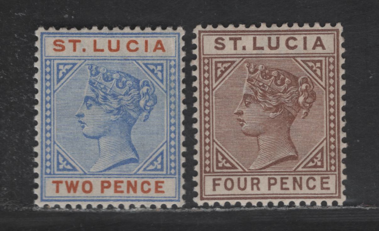 Lot 229 St Lucia SG#45, 48 2d - 4d Ultramarine & Orange - Brown Queen Victoria, 1891-1898 Queen Victoria Imperium Keyplates Issue, 2 VFNH Singles, Die 2