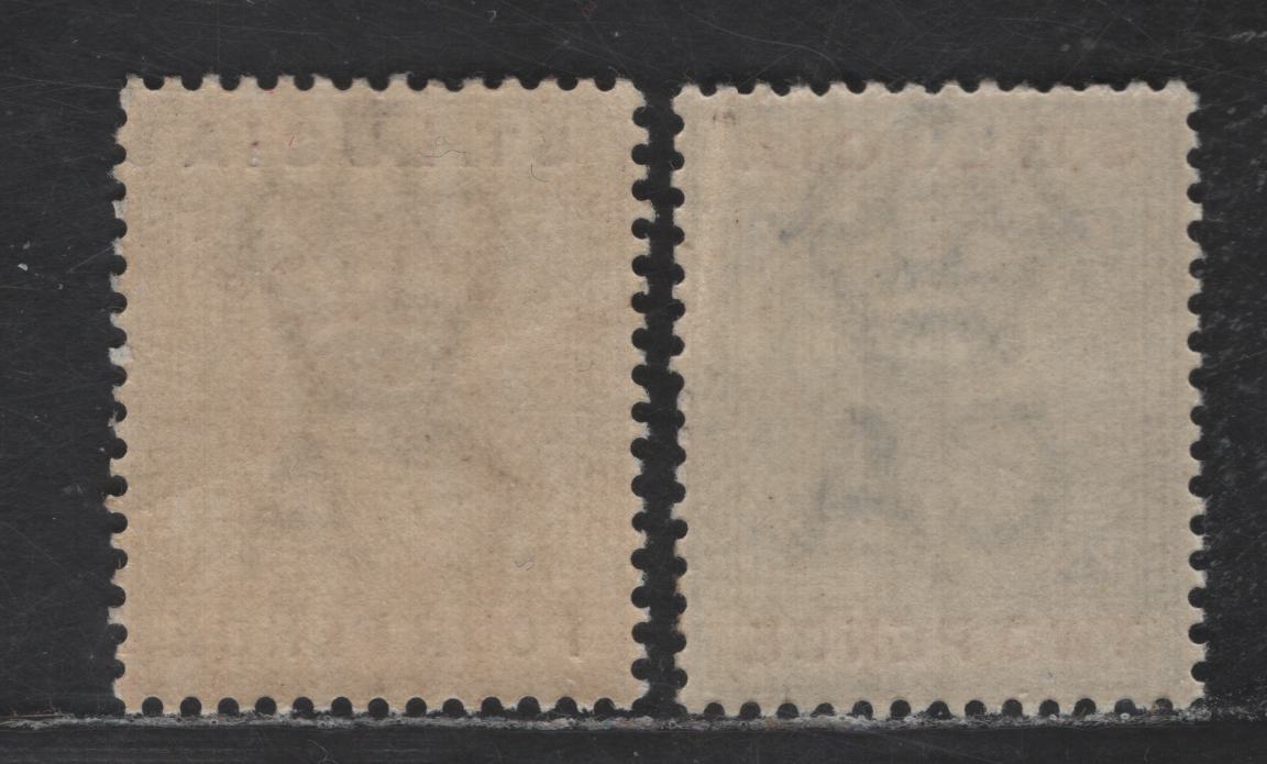 Lot 229 St Lucia SG#45, 48 2d - 4d Ultramarine & Orange - Brown Queen Victoria, 1891-1898 Queen Victoria Imperium Keyplates Issue, 2 VFNH Singles, Die 2