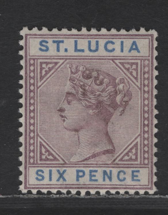 Lot 230 St Lucia SG#49 6d Dull Mauve & Blue Queen Victoria, 1891-1898 Queen Victoria Imperium Keyplates Issue, A VFNH Single, Die 2