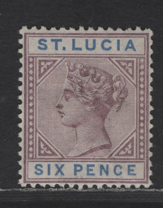 Lot 230 St Lucia SG#49 6d Dull Mauve & Blue Queen Victoria, 1891-1898 Queen Victoria Imperium Keyplates Issue, A VFNH Single, Die 2
