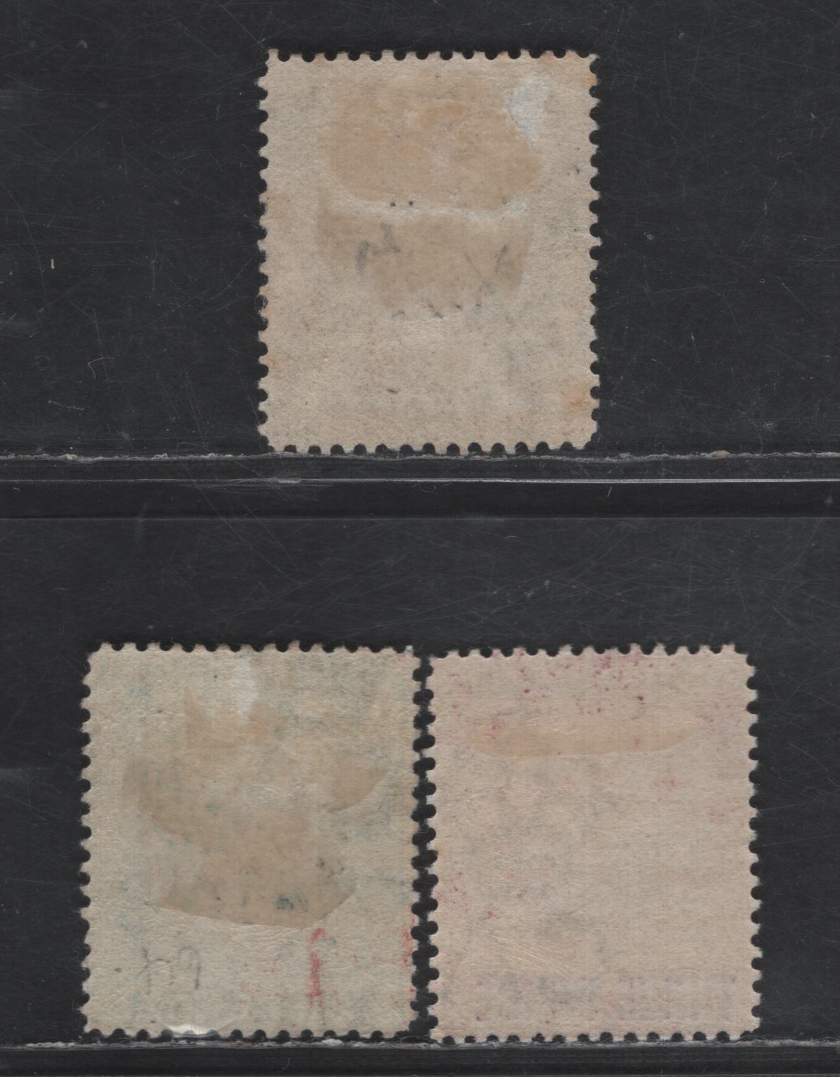 Lot 234 St Vincent SG#61-63 2.5d - 3d on 1d Blue - Mauve Queen Victoria, 1897 New Values & Surcharge Issue, 3 F/VFOG Singles