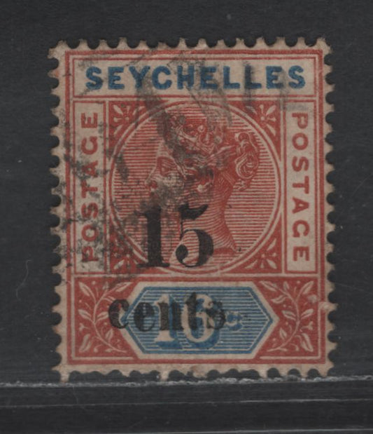 Lot 238 (C) Seychelles SG#18 15c on 16c Chestnut & Blue Queen Victoria, 1893 Surcharged Issues, A Fine Used Singles, Die 1