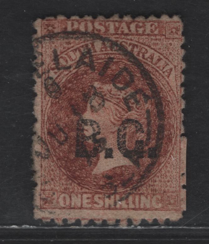 Lot 242 (C) South Australia SG#83var 1/- Red Brown Queen Victoria, 1868-1879 Queen Victoria Issue, A Very Fine Used Single, Large Star Wmk, Boanical Gardens Department Overprint, Very Scarce