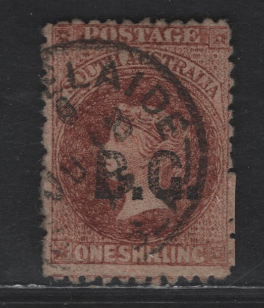Lot 242 (C) South Australia SG#83var 1/- Red Brown Queen Victoria, 1868-1879 Queen Victoria Issue, A Very Fine Used Single, Large Star Wmk, Boanical Gardens Department Overprint, Very Scarce