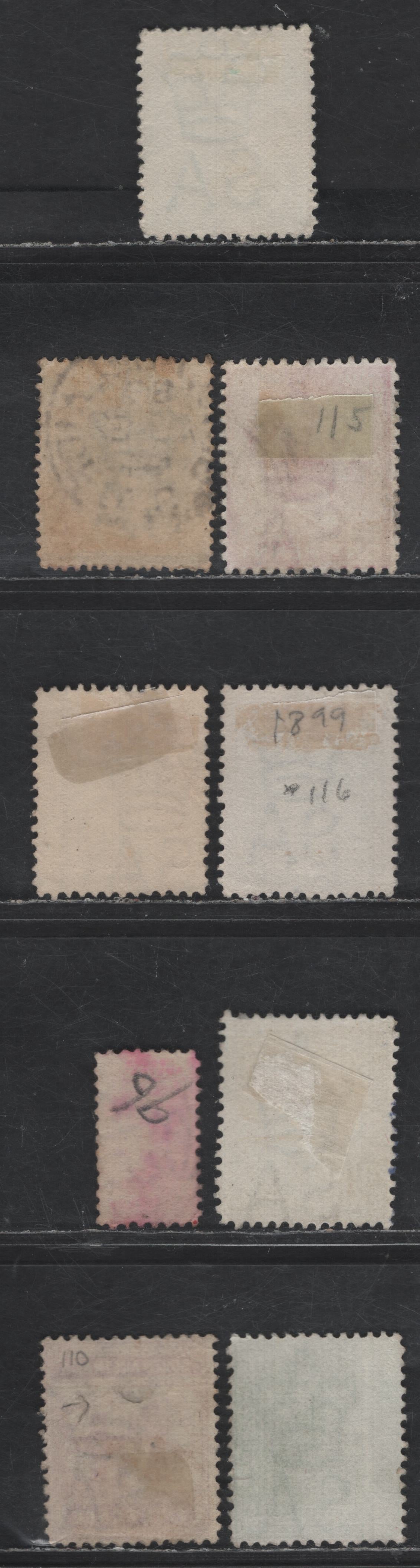 Lot 247 (C) South Australia SG#175-a, 176-178, 191, 236, 238, 241 1d - 1/2d Pale Green - Yellow Green Queen Victoria, 1876-1905 Queen Victoria Keyplate Issues, 9 Fine/Very Fine Used Singles, Perf 13, Crown Over SA