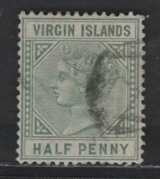 Lot 269 (C) Virgin Islands SG#27 1/2d Dull Green Queen Victoria, 1883-1884 Queen Victoria Imperium Keyplates Issue, A Very Fine Used Single