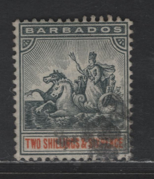 Lot 27 Barbados SG#114 2/6 Blue Black & Orange Badge of the Colony, 1892-1903 Badge of the Colony Issue, A Fine Used Single