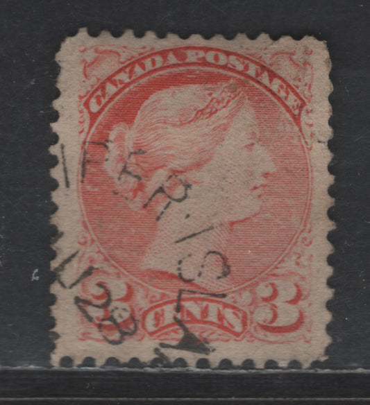 Lot 278 Canada #41 3c Pale Vermillion Queen Victoria, 1888-1897 Small Queen Issue, A Fine Used Single, Mid Second Ottawa Printing, Paper 2O-N, Juniper Island Split Ring Cancel