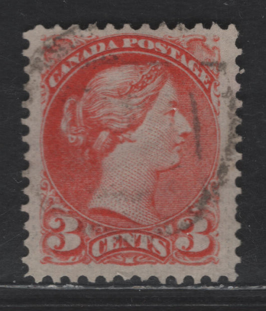 Lot 280 (C) Canada #41 3c Orange Vermillion Queen Victoria, 1888-1897 Small Queen Issue, A Very Fine Used Single, Extremely Thin Vertical Wove Paper (Paper 2O-DD), Perf 12x12.2