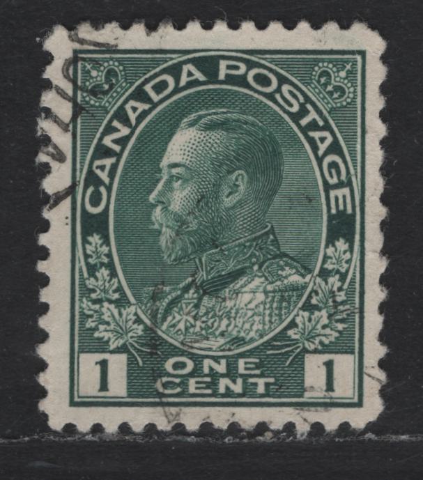 Lot 297 Canada #104ix 1c Gray Green King George V, 1911-1928 Admiral Issue, A Very Fine Used Single, Weakly Retouched Frameline, Two Position Dots Outside Medallion At 9 Oclock