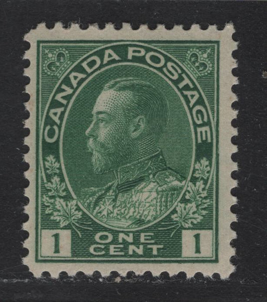 Lot 298 Canada #104ii 1c Dark Yellow Green King George V, 1911-1928 Admiral Issue, A FOG Single, Retouched Frameline