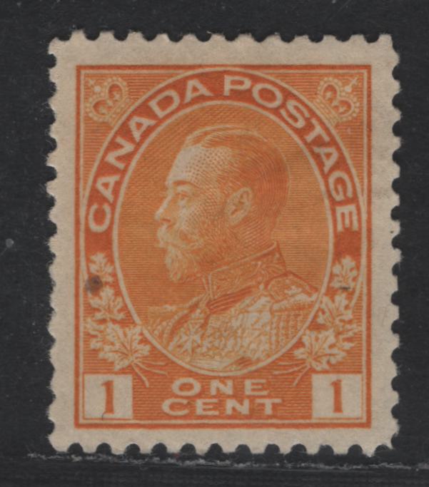 Lot 299 Canada #105 1c Chrome Yellow King George V, 1911-1928 Admiral Issue, A VFOG Single, Die 1, Wet Printing, Weakly Retouched Frameline, Natural Paper Inclusion In Leaves
