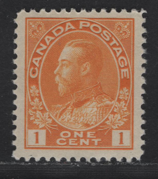 Lot 302 Canada #105d 1c Orange Yellow King George V, 1911-1928 Admiral Issue, A VFOG Single, Die 2, Dry Printing, Re-Drawn Frameline, Streaky Gum