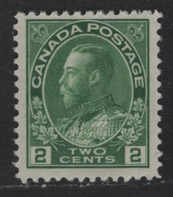 Lot 304 Canada #107e 2c Green King George V, 1911-1928 Admiral Issue, A VFOG Single, Dry Printing, Redrawn Frameline, Smooth Gum