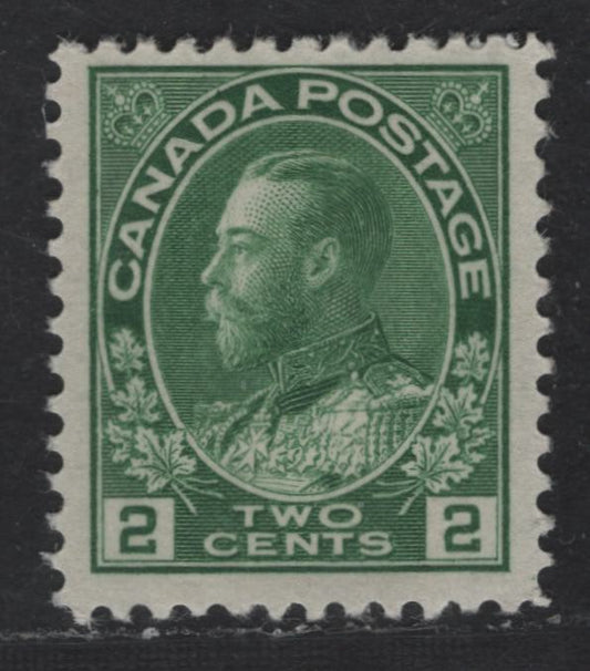 Lot 304 Canada #107e 2c Green King George V, 1911-1928 Admiral Issue, A VFOG Single, Dry Printing, Redrawn Frameline, Smooth Gum