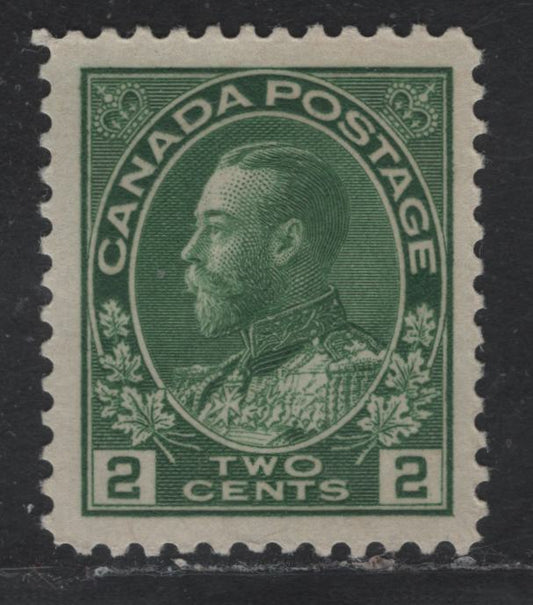 Lot 305 Canada #107e 2c Green King George V, 1911-1928 Admiral Issue, A VFNH Single, Dry Printing, Redrawn Frameline, Slightly Streaky Gum