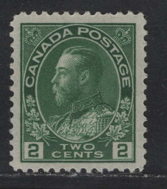 Lot 306 Canada #107e 2c Deep Green King George V, 1911-1928 Admiral Issue, A VFOG Single, Dry Printing, Redrawn Frameline, Streaky Gum, Translucent Paper