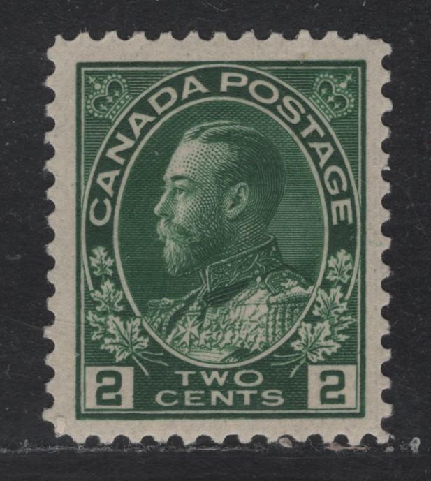Lot 309 Canada #107a 2c Green King George V, 1911-1928 Admiral Issue, A VFNH Single, Wet Printing, Thin Experimental Paper, Retouched Frameline