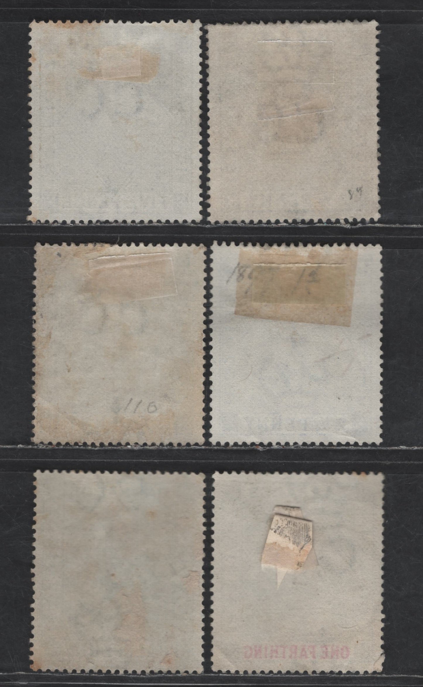 Lot 31 (C) Barbados SG#116-117, 119, 200 1/4d - 5d Gray & Carmine - Olive Brown Seahorses & Carriage, 1897 Diamond Jubilee Issue, 6 Fine/Very Fine Used Singles, White Paper