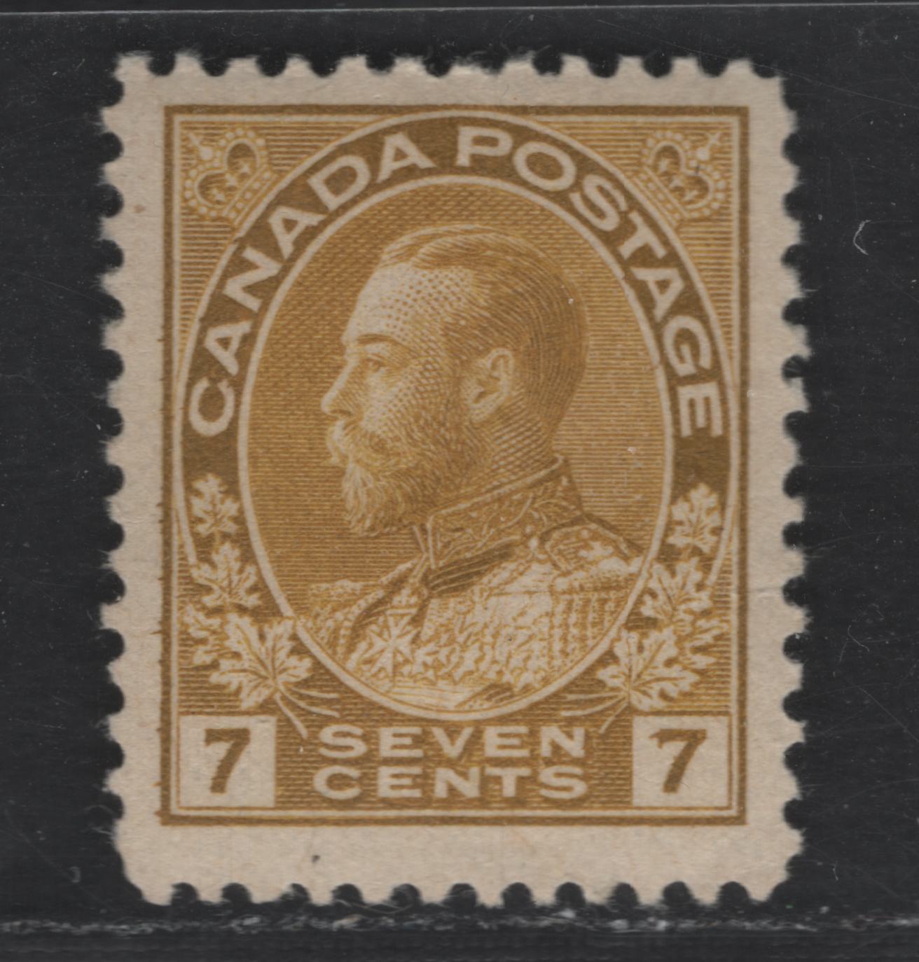 Lot 336 Canada #113a 7c Olive Bistre King George V, 1911-1928 Admiral Issue, A VFOG Single, Normal Frameline