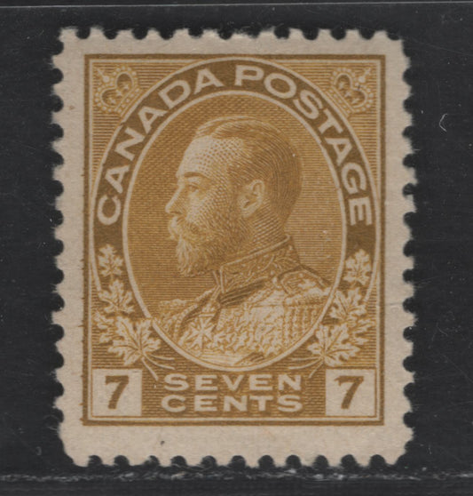 Lot 336 Canada #113a 7c Olive Bistre King George V, 1911-1928 Admiral Issue, A VFOG Single, Normal Frameline