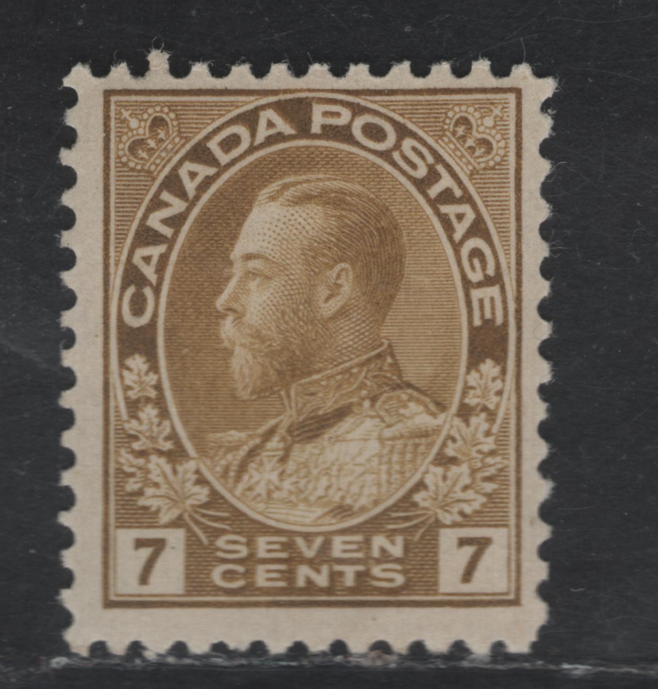 Lot 338 Canada #113b 7c Straw King George V, 1911-1928 Admiral Issue, A FOG Single, Normal Frameline