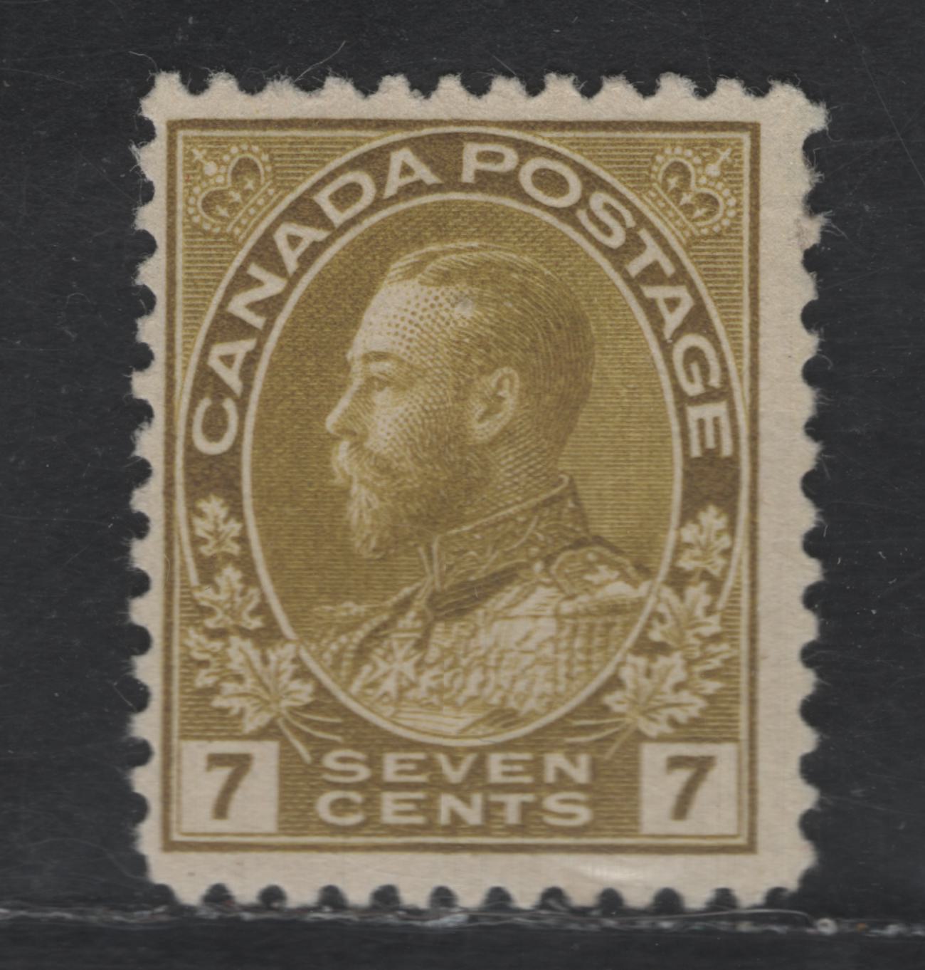 Lot 339 Canada #113c 7c Pale Sage Green King George V, 1911-1928 Admiral Issue, A FOG Single, Normal Frameline