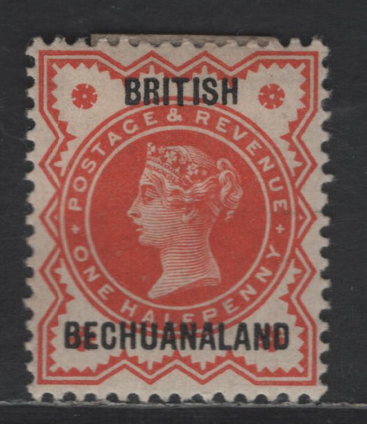 Lot 34 British Bechuanaland SG#9 1/2d Vermillion Queen Victoria, 1888 Overprinted Jubilee Issue, A VFOG Single