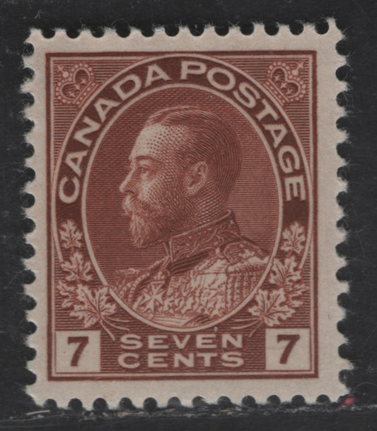 Lot 343 Canada #114 7c Red Brown King George V, 1911-1928 Admiral Issue, A VFOG Single, Dry Printing, Retouched Frameline, Streaky Gum