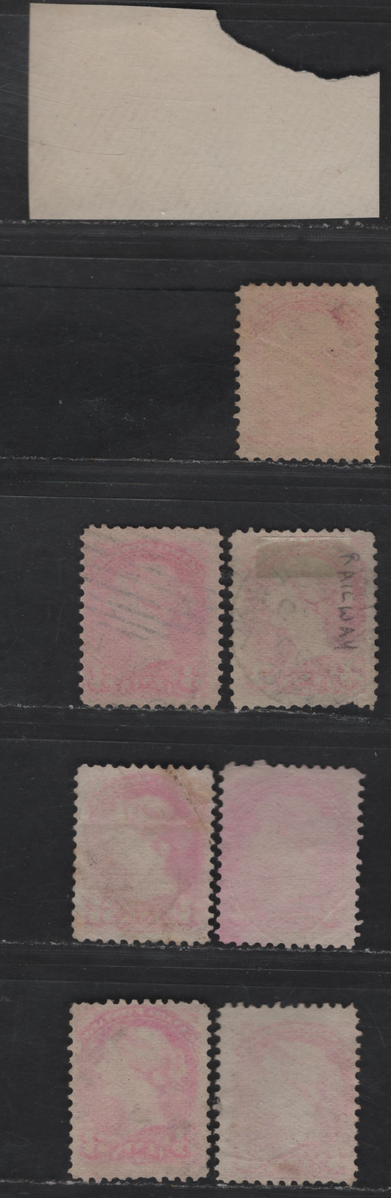Lot 373 Canada #41 3c Vermillion & Orange Vermillion Queen Victoria, 1888-1897 Small Queen Issue, 8 Ungraded Singles, Unsorted As To Paper Types, All With 1890 Dates