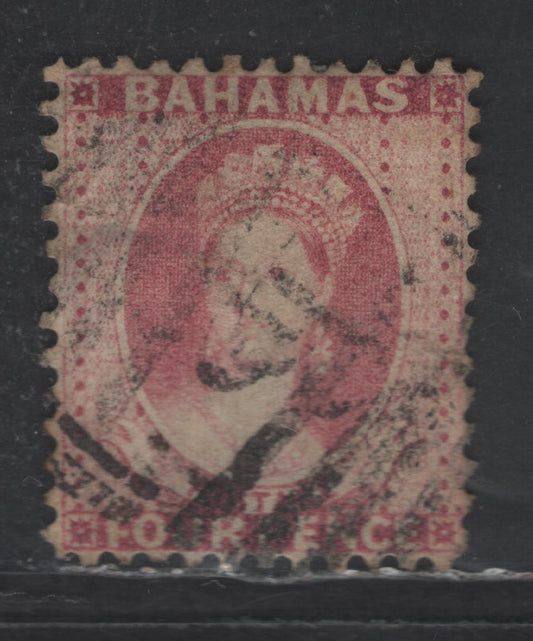 Lot 4 Bahamas SG#41 4d Rose Queen Victoria, 1882 Chalon Head Issue, A Very Fine Used Single, Very Fine Centering For This Issue